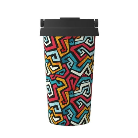 

KLL Geometry Pattern Stainless Steel Vacuum Insulated Tumbler - Carry Insulated Coffee Mug - Reusable Insulated Cold Brew Iced Coffee Cup Thermos