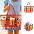 thumbnail image 4 of Mesh Beach Bag with Zipper,Large Beach Tote Bags for Women,Pool Swim Bag, Travel Tote Bags,Beach Vacation Essentials,Orange, 4 of 6