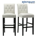 thumbnail image 3 of Bar Height Uptown Button Tufted Fabric Upholstered Bar Stool, Beige, Set of 2, 3 of 6