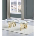 thumbnail image 2 of 3pc Clear 10mm Tempered Glass Coffee Table Set with Gold Stainless Steel, 2 of 5