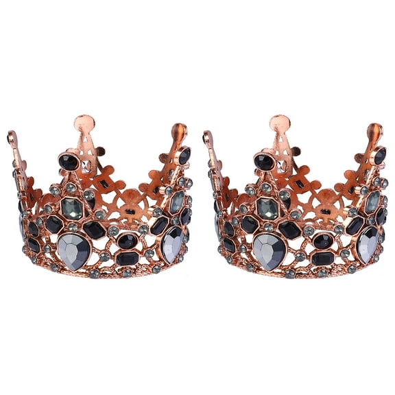 MERRYHAPY 2 Pieces Black Wedding Cake Crowns Decorative Party Ornaments for Birthday, Bridal Shower, and Special Celebrations