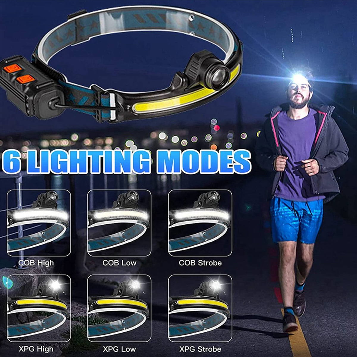 Head Light LED Rechargeable,1000Lumen Head Light Flashligh with Motion Sensor,with 16 Helmet Clip for Camping,Hiking,4 x Headlight 4 x Charging cable 16 x buckle