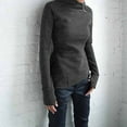 thumbnail image 4 of Scyoekwg Sweatshirts for Women Long Sleeve Tunic Tops Tunic Fall Blouse Pullover Turtleneck Solid Color Casual Shirt Tops Lightweight Long Sleeve Loose Fit Blouses Dark Gray M, 4 of 9