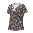 thumbnail image 3 of Wukai Wildflowers Casual V-Neck Graphic Tees for Women: Lightweight and Breathable Summer Tops with Stylish Design-XX-Large, 3 of 8