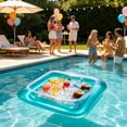 thumbnail image 4 of Thickened PVC Inflatable Pool Floating Ice Bar Serving Tray with Multi Drink Cup Holders, Large Capacity Water Fruit Beverage Snack Float, Summer Party Accessory for Swimming Pool, Blue, 4 of 5