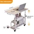 thumbnail image 2 of Adjustable Height Mobile Standing Desk – Portable Rolling Computer Table with Storage Shelves – Compact Laptop Desk for Home Office, Study, Small Spaces-with Wheels,White 60 x 40CM, 2 of 6