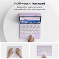thumbnail image 3 of Aoub Touchpad Keyboard Case for iPad A16 11th Generation / iPad 10th Generation 2025/2022 with Backlit, Magnetic Detachable Wireless Bluetooth Keyboard Case, Light Purple, 3 of 7