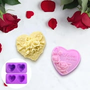 2 Pack Heart Shaped Soap Molds with Rose Design – Silicone Love Pattern Molds for Soap Making, Bath Bombs, DIY Crafts, Valentine's Day Gift Supplies