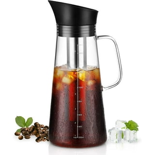 Mixpresso Cold Brew Maker For Iced Coffee and Iced Tea, Cold Coffee Maker  Glass Pitcher, Tea Infuser For Loose Leaf Tea, 44oz Large Ice Tea Brewer