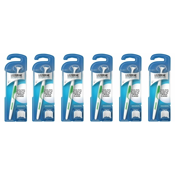 Listerine Ultraclean Access Flosser with 8 Disposable Snap-On Dental Flosser Head Refills for Oral Care and Hygiene, Durable Floss Helps Remove Plaque (Pack of 6)