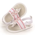 thumbnail image 4 of Floleo Unisex Baby Striped Thong Sandals Infant Soft Non-Slip Sole Shoes Adjustable Ankle Strap Pre-Walkers Summer Casual Newborn Footwear(White,6-9Months), 4 of 9