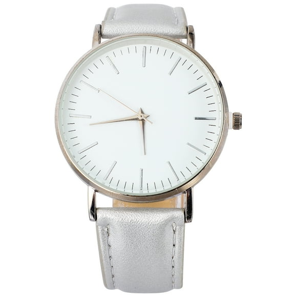 1 PC Relojes PU relojes Unisex Wrkwatch Silver Watch Relojes creativos de cuarzo
