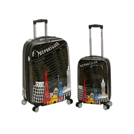 Rockland 2pc Polycarbonate/ABS Upright Luggage Set - Black Departure