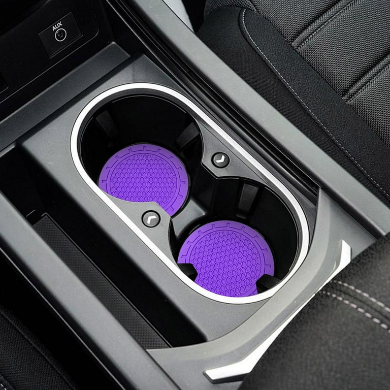 2PCS Car Cup Holder Anti Slip Insert Coasters – Black PVC Interior Accessories