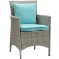 thumbnail image 2 of Modway Conduit Outdoor Patio Wicker Rattan Dining Armchair Set of 2 in Light Gray Turquoise, 2 of 3