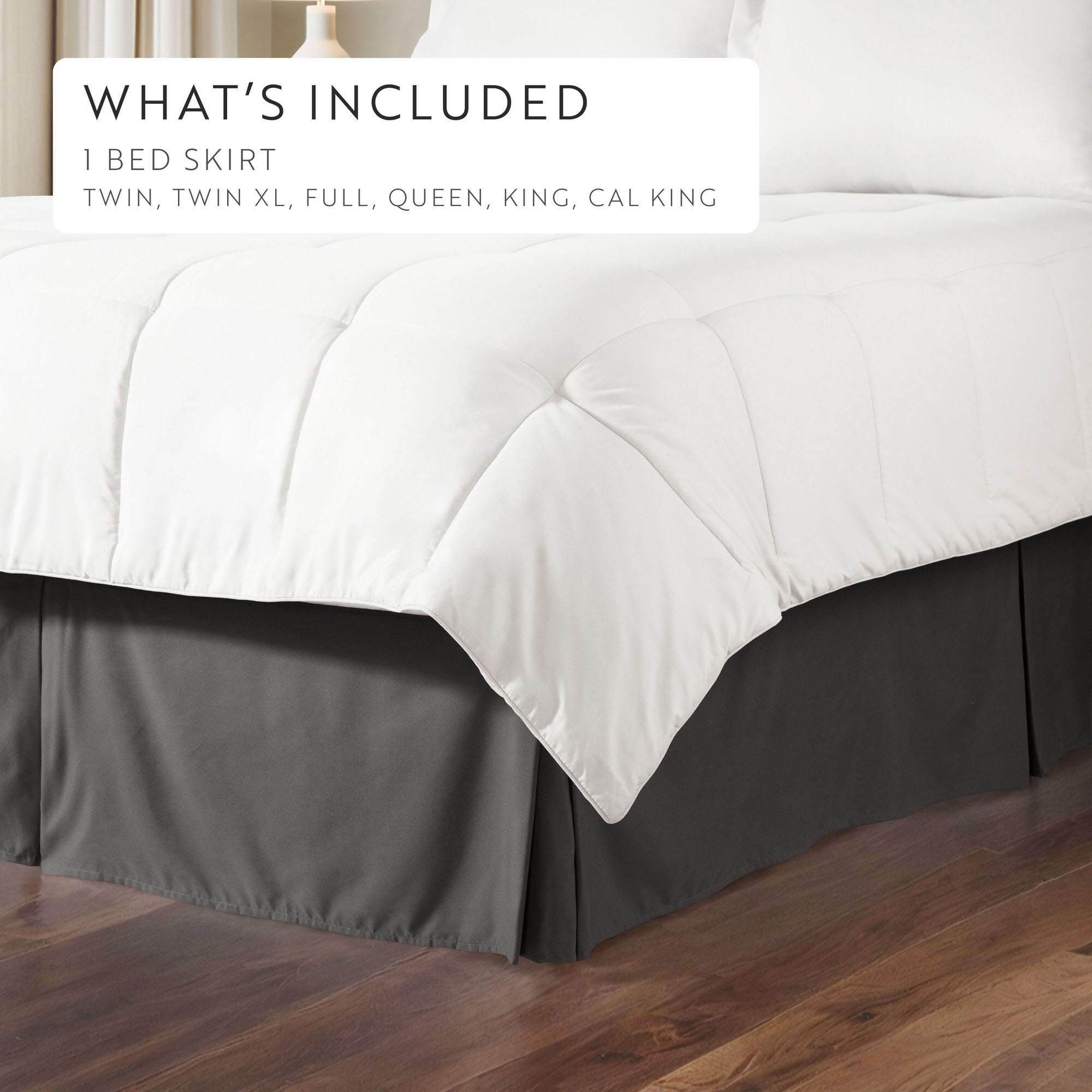 Noble Linens Gray Pleated Dust Ruffle Bed Skirt, Twin-XL