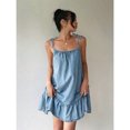 thumbnail image 4 of Womens Light Wash Denim Strap Mini Dress, Casual A-Line With Ruffle Hem, 4 of 5