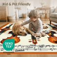 thumbnail image 4 of ODIKA 6'x9' Washable Area Rug Guitar Music Print Notes Symmetrical Retro Composition Vintage for Family Room, Living Room, Master Bedroom, Non-Slip, Easy Care, 4 of 7