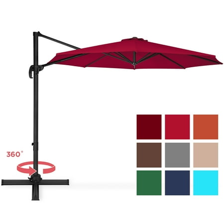 10 Best Patios In Dallas Best Choice Products 10-foot 360-Degree Rotating Aluminum Polyester Cantilever Offset Market Patio Umbrella Shade with Easy Tilt and Smooth Gliding Handle, Burgundy ()