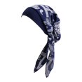 thumbnail image 5 of Segolike Soft Women Turban Head Wrap Scarf Hat Girls Hair Cover Sleeping Beanie Sleep Turbans Headscarf African Headwrap Headwear Cap Headband Dark Blue, 5 of 8