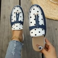 thumbnail image 3 of Gpaecead Women's Polka Dot Tassel Flat Mules Faux Suede Slip On Non Slip Shoes For Commute And Casual Style, Blue, 3 of 8