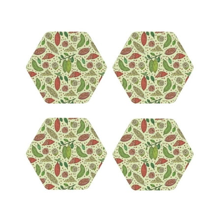 

Tideii Finger Lime Fruits for Leather Coasters 4 Pieces Anti-fouling and Anti-scalding Decorative Coasters Suitable for Restaurants Kitchens Coffee Shops-Hexagon