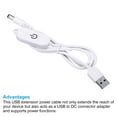 thumbnail image 4 of Unique Bargains USB to DC Extension Cable with Switch Power Cords Dimmer Controller with LED Indicator White 2 Pack, 4 of 5