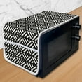 thumbnail image 1 of Black and White Microwave Oven Cover, Abstract Hand-drawn Lines Retro Style with Grunge Effect Geometric Design, Water Resistant Organizer with Pockets Kitchen, 36" x 12", Black White, by Ambesonne, 1 of 4