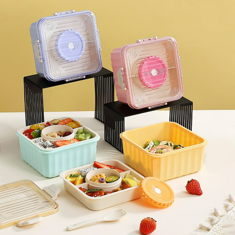 2.05/2.15L Leak-Proof Lunch Box with Grid Design Spacious and Convenient Food  Container for Home, Office, or School 