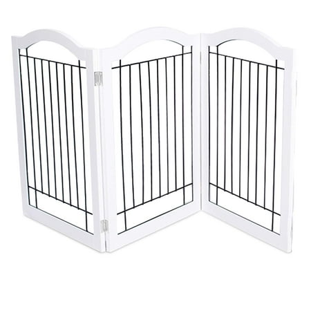 Internet's Best Wire Dog Gate with Arched Top | 3 Panel | 30 Inch Tall Pet Puppy Safety Fence | Fully Assembled | Durable MDF | Folding Z Shape Indoor Doorway Hall Stairs Free Standing |