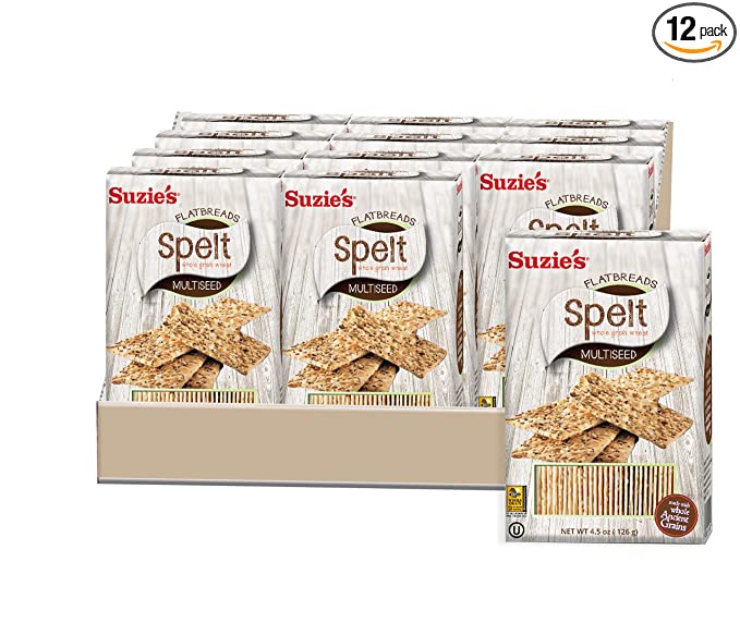 Suzie's, Spelt Flatbreads, Low Fat Bread Cracker, Multiseed Flavor 4