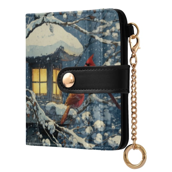 Qxltty Red Cardinals Ladies Wallet Rfid Slim Thin Compact Credit Card Women Wallet Zipper Coin Pocket and ID Window for Female Gifts