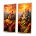 thumbnail image 3 of Designart "Italian Vineyard Sunset Castle Silhouette I" Castles Framed Wall Art Set Of 2 - Traditional Gold Framed Wall Art Set Of 2, 3 of 6