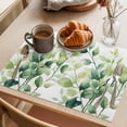 thumbnail image 3 of Watercolor Botanical Green Placemats Set of 6 Eucalyptus Leaves Place Mats Indoor Wipeable Table Mats Washable Cloth Dining Table Placemats for Kitchen Holiday Party Home Decor 13x19 Inch, 3 of 9