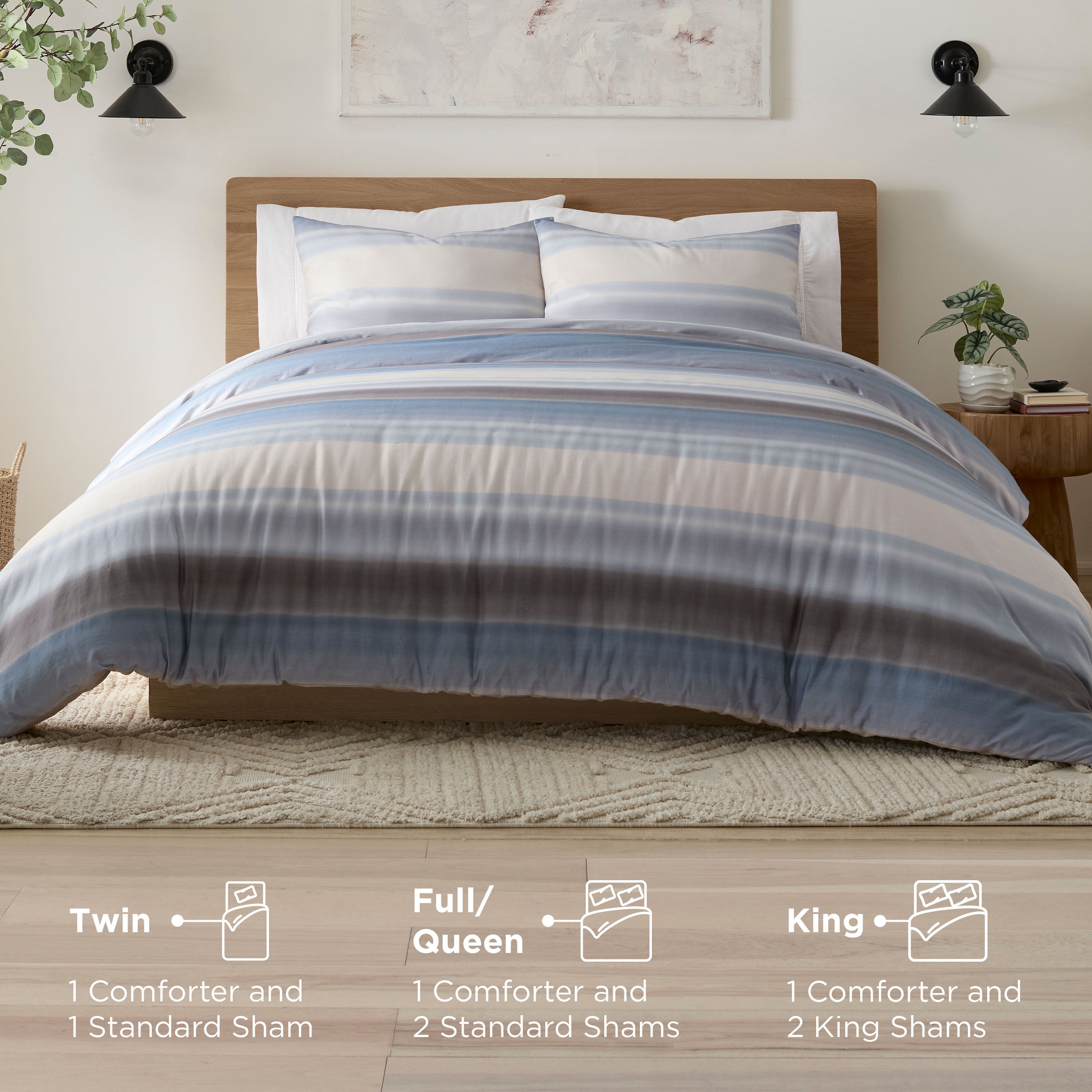 Vellux Alfie Cotton Sateen Comforter Set, Full/Queen, Blue