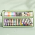 thumbnail image 4 of Large Capacity Pencil Case, Pencil Pouch with Double Zipper for Office Supplies, Stationery Organizer Case, Oxford Cloth Pencil Bag for Students, Green, 4 of 7