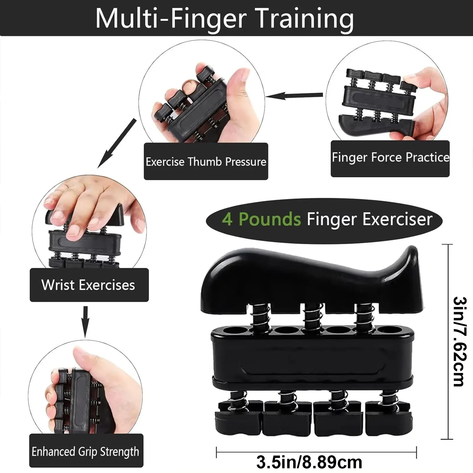 Pro Grip Trainer 4-Pack  Adjustable Resistance (10-130 lbs) Gym Muscle Builder， Weak Grip? Fix in 2 Weeks!  (Office/Gym/Carpal Tunnel Relief) forearm exerciser