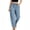 Blue, variant on Women's Wide Leg Cropped Pants, Casual Elastic Drawstring Waisted Pants With Pockets, Harem Style Trousers,Navy,XL