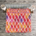 thumbnail image 3 of Ambesonne Abstract Quilted Bedspread Set 3 Pcs, Diamond Shapes Mosaic, King Size, Orange Purple Pink, 3 of 3