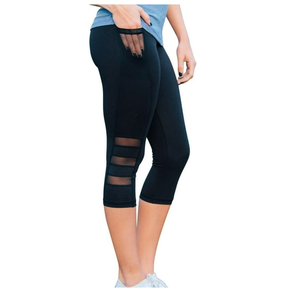 Women's Pants Fashion Yoga Pants Women 7 point Running Sports Leggings Side Pocket Mesh Yoga