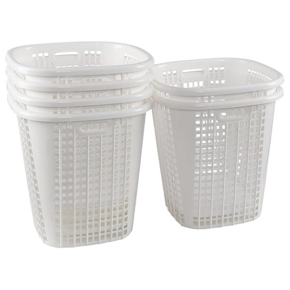 6-Pack 45 L White Laundry Hamper, Plastic Large Storage Basket