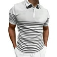thumbnail image 1 of Chemise Rayée Décontractée Mode pour Hommes Chemise de Base Imprimé Numérique Bouton Col à Revers Manches Courtes T-Shirt Grande Taille pour Hommes Tee-Shirts de Nuit pour Hommes Long, 1 of 4