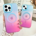 thumbnail image 6 of OOK For iPhone 13 Pro Case Magnetic, Compatible with Magsafe Cute Gradient Rainbow Iridescent Matte Protective Phone Case with Screen Protector for Girls Women, Fluorescent Blue & Pink, 6 of 6