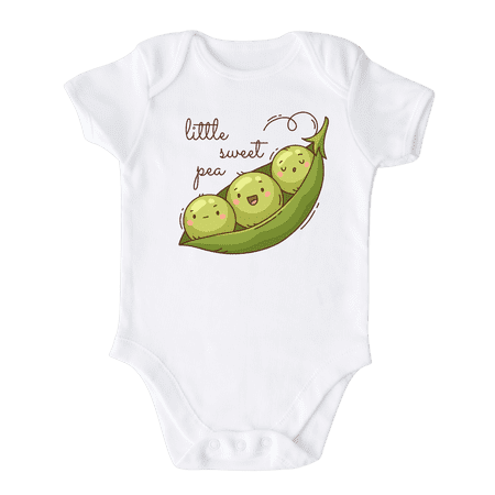 Little Sweet Pea Baby Shirt Premium Custom Baby Clothes Unisex Baby Announcement Gift for Mom Newborn Outfit 0-3m White