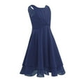 thumbnail image 3 of iiniim Big Girls Sleeveless Knotted Waist Chiffon Flower Girl Wedding Bridesmaid Party Gown Dress, 3 of 7