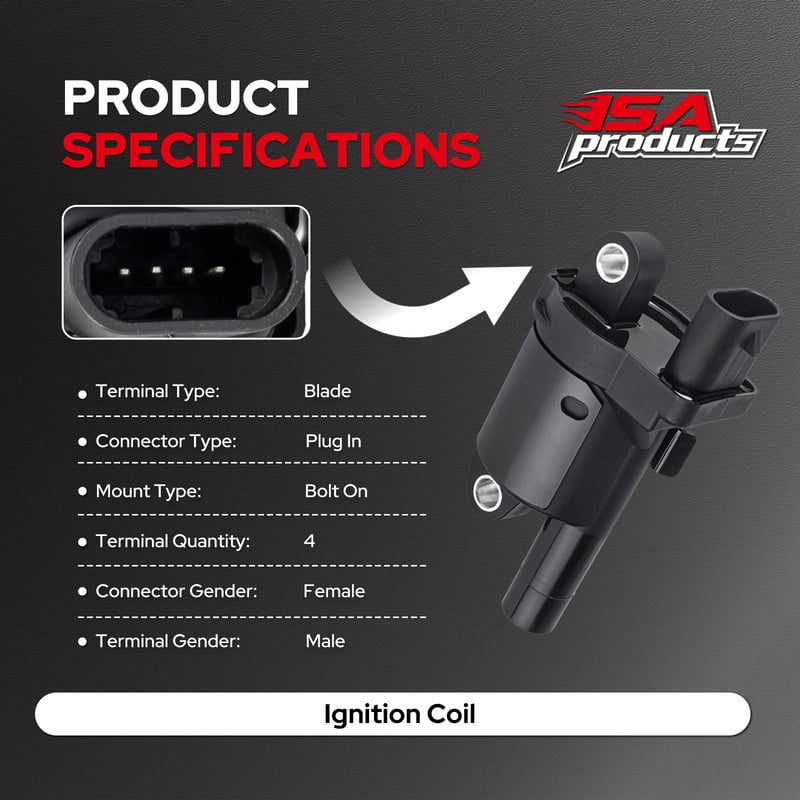 ISA Round Ignition Coil Pack of 8 For V8 4.8 5.3 6.0 Chevy Silverado Tahoe Trailblazer Avalanche Express Cadillac Escalade GMC Sierra Yukon Replacement for C1512 UF414