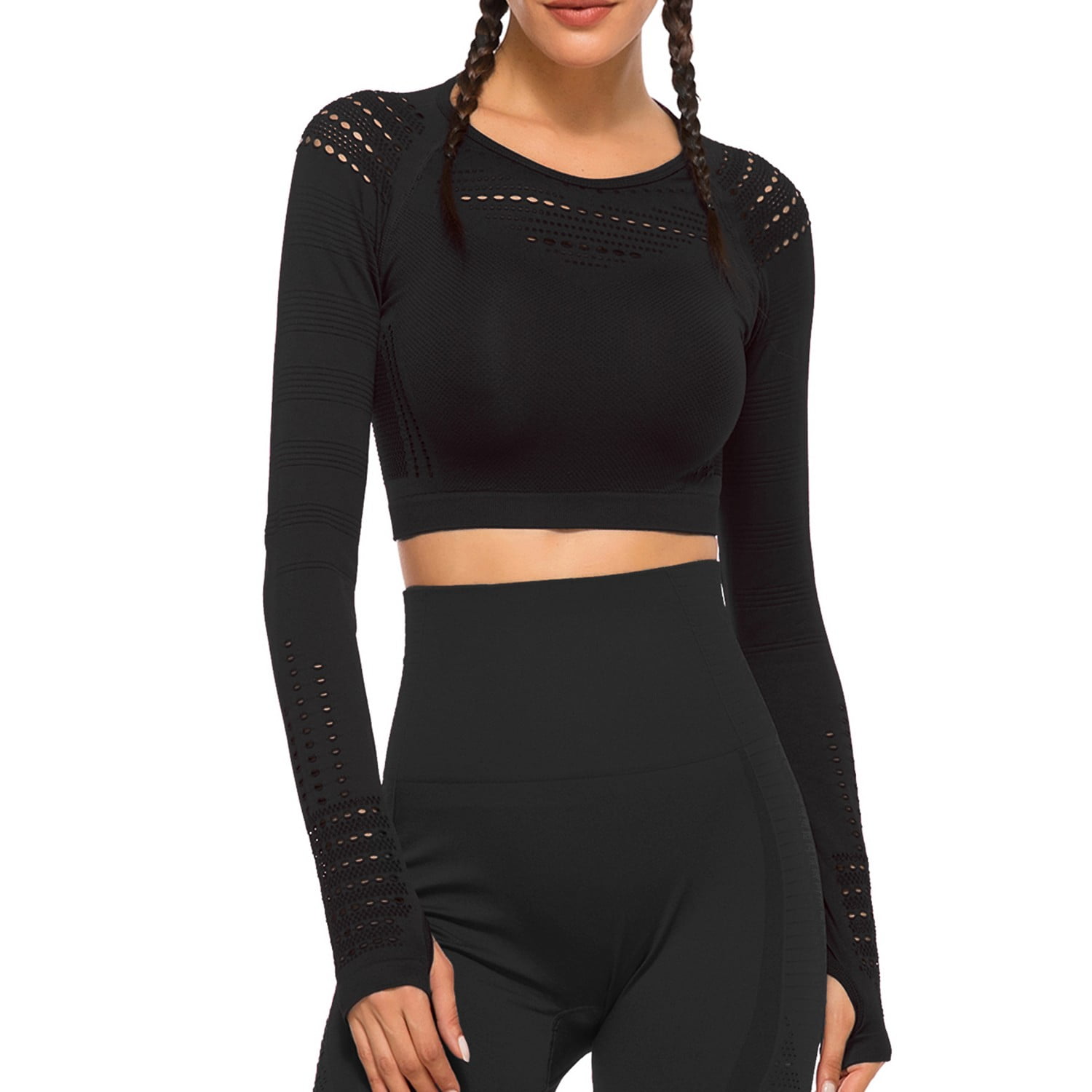 SEASUM Women's Yoga Tops Long Sleeves 4 Way Stretch Athletic Shirts