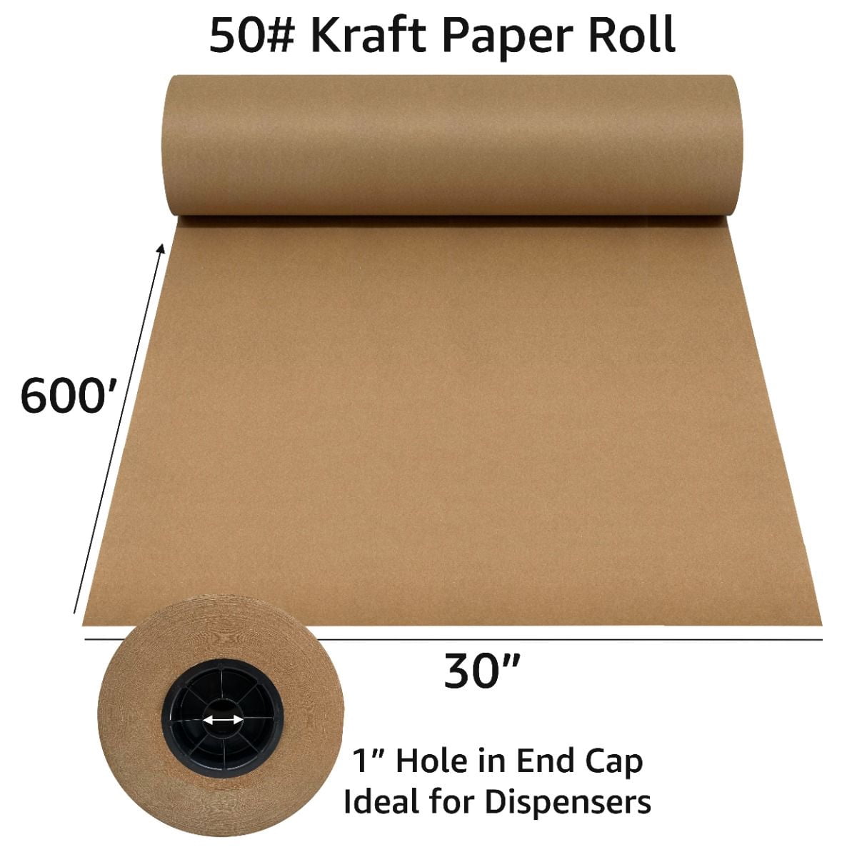 UOFFICE Kraft Paper Roll 600'x30" 50lb Strength Cushioning Fill