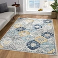 thumbnail image 6 of 2â€™ x 6â€™ Blue Distressed Floral Area Rug, 6 of 6