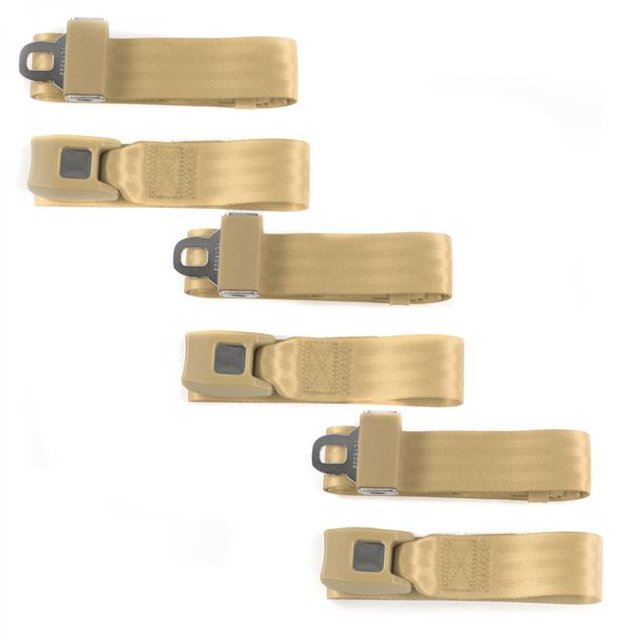 Tan Lap Bench Seat Belt Kit for 1970-1979 AMC Gremlin Standard 2 Point - 3 Belts